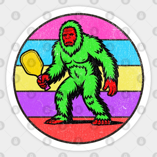 Bigfoot Pickleball Retro Vintage 80s Sasquatch Pickleball Lovers Sticker by Yesteeyear